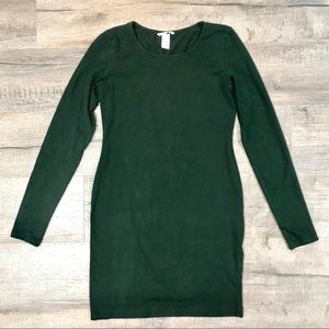 H&M Dark Green Long Sleeve Bodycon Dress Sz S